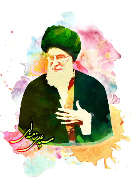 تصویر آبرنگی از چهره امام خامنه ای (مدظله العالی)